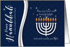 for Daughter and Family Hanukkah Menorah in Blue and White card