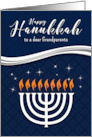 for Grandparents Hanukkah Menorah in Blue and White card