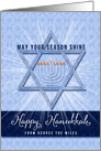 from Across the Miles on Hanukkah Star of David and Menoral in Blue card