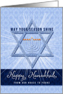 from Our House to Yours Hanukkah with Menorah and Star of David card