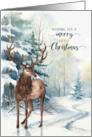 Little Christmas Epiphany Greetings Reindeer Winter Forest card