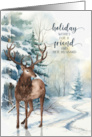 for Friend and Her Husband Reindeer Winter Forest card