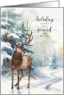 for Friend and His Wife Reindeer Winter Forest card