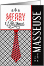 for Masseuse Merry Christmas Masculine Necktie Sporty Theme card