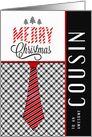 for Male Cousin at Christmas Masculine Necktie Sporty Theme card