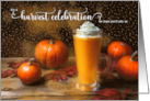 Harvest Party Invitation Pumpkin Latte and Autumn Leaves card