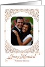 Just Married Announcement with Photo in Golden Hues card