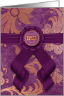 for Her Birthday Violet Purple and Gold Colored Leafy Design card