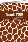 Thank You Giraffe Print for a Safari or Zoo Theme card