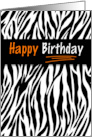 Birthday Zebra Animal Print Jungle Theme with Orange Daisy card