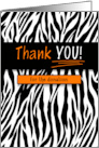 Donation Thank You Zebra Animal Print with Orange Accents card