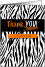 Volunteer Thank You Zebra Animal Print with Orange Daisy card