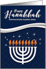 for Life Partner Custom Hanukkah with Menorah in Blue and White card