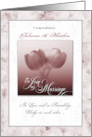 Custom Wedding Congratulations Pink Tulips card