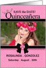Quinceanera Pink Cheetah Print Save the Date Custom Photo card