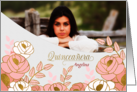 Quinceanera Invitation Blush Pink and Gold Botanical Custom Photo card