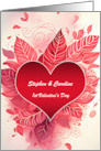1st Valentine’s Day Together Heart and Botanical Custom card