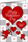 For Wife on Valentine’s Day Hearts with Cupid card