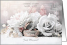 Just Married Announcement in Taupe Floral Custom card