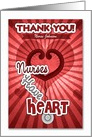 Nurses Day Thank You with Custom Name with Red Heart Theme card