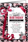 for Work Wife’s Birthday Custom Name Pink Vintage Roses card