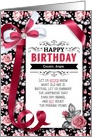 for Cousin’s Birthday Custom Name Pink Vintage Roses card