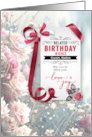 for Cousin Belated Birthday Custom Name Pink Vintage Roses card