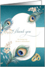 Bride’s Attendant Wedding Thank You Peacock in Teal and Gold card