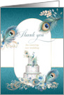 Wedding Caterer Thank You Peacock in Teal and Gold card