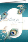 Groomsman Wedding Thank You Peacock in Teal and Gold card