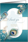 Videographer Wedding Thank You Peacock in Teal and Gold card