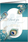 Photographer Wedding Thank You Peacock in Teal and Gold card