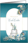 Cake Cutter Request Peacock in Teal and Gold card
