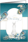 Will You Give Me Away Wedding Peacock in Teal and Gold card