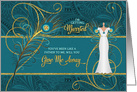 Like a Father Walk with Me Peacock Wedding Request Teal and Gold card