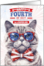 for a Super Kid 4th of July Cute Patriotic Cartoon Cat card