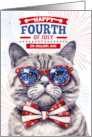 Funny 4th of July Patriotic Cat with Custom Name card