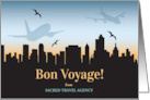 Bon Voyage Travel Agency Business Skyline and Planes Custom card