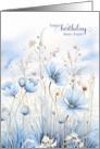 for Aunt’s Birthday Blue Watercolor Wildflowers card