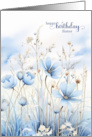 for Sisters Birthday Blue Watercolor Wildflowers card