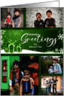 Season’s Greetings Family Green and Red Custom 5 Photo card