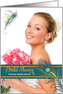 Peacock Bridal Shower Invitation in Teal and Gold with Custom Photo card