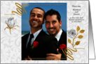 Civil Union or Commitment Ceremony Faux Glitter and Roses Photo card