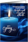 Life Partner Remembrance on His Birthday Blue Candle card
