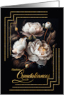 French Language Condolances Magnolia Blooms on Black card