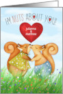 Romantic Squirrels Nuts About You Custom Names card