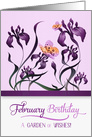 February Birthday Purple Iris with Butterflies card