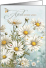 April Birthday Daisies with Butterfly and Ladybugs card