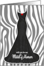 Maid of Honor Request in Black and White Zebra Print card