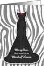 Maid of Honor Request Animal Print with Red Custom card
